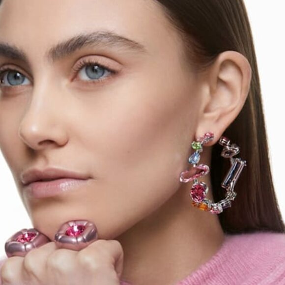 Swarovski Rhinestone Gema Hoop Earrings - Picture 1 of 8